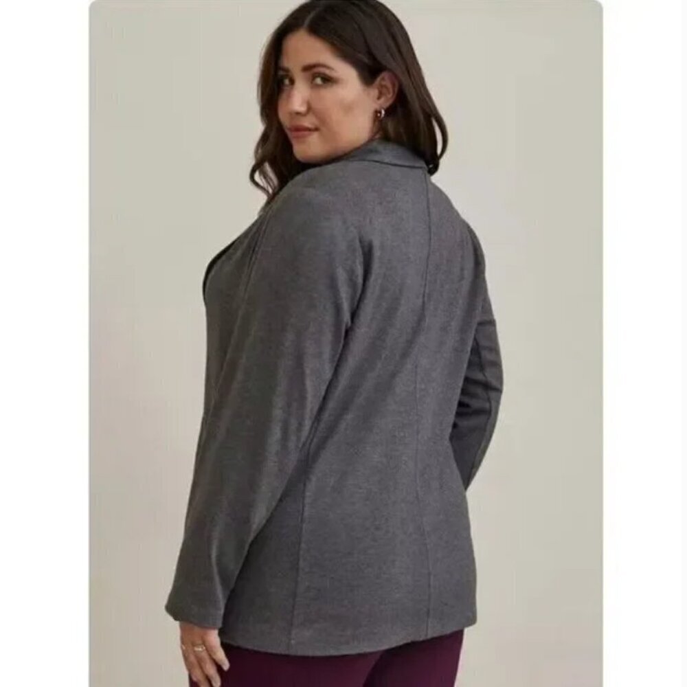 Torrid Gray Jersey Knit Open Front Blazer Jacket/18227254-Size 1 (1X) - Picture 2 of 8